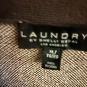Laundry by Shelli Segal Chocolate Brown and Pink & White Cardigan SzXL